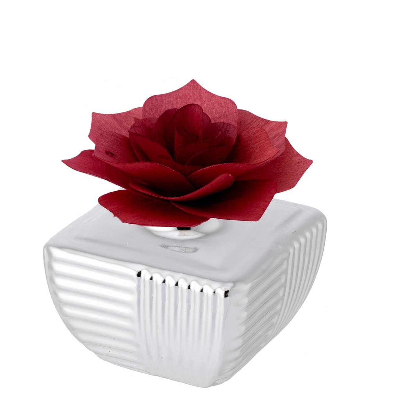 VASETTO 7,5x7,5 METALLIZZATO CON DIFFUSORE ROSA ROSSO BORDEAUX